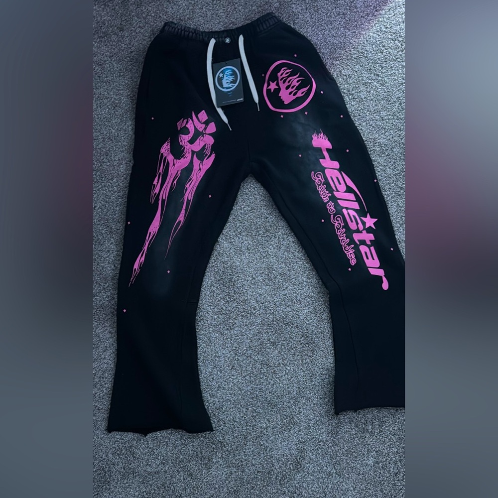 Hellstar Studios Racer Flare Sweatpants Black & Pink